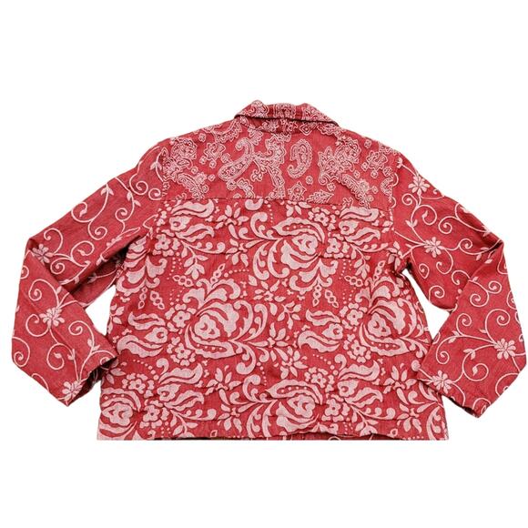 Coldwater Creek Y2k Red Floral & Paisley Prairie Chic Jacket PL - Made in USA - Picture 5 of 5